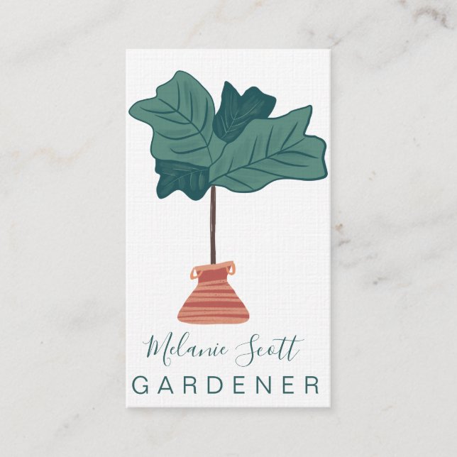 Carte De Visite Plante d'intérieur à feuilles de violon dessinée à (Devant)