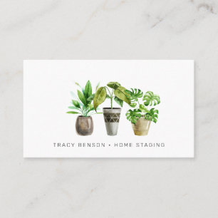 Carte de visite Plante en pot à l'aquarelle