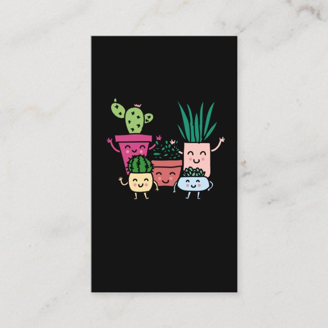Carte De Visite Plante Lover Kawaii Cactus Collection Jardin (Devant)