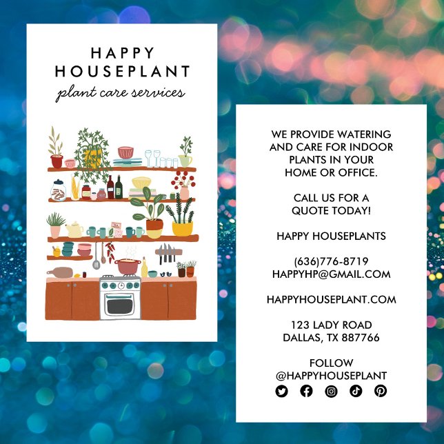 Carte De Visite Plante Sitter Houseplant Plante Watering Maison (Plant Sitter Houseplant Plant Watering Housesitting Kitchen Cleaner Business Card
)