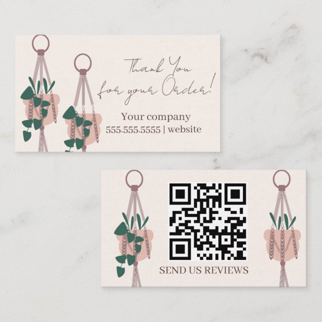Carte De Visite Plantes de script suspendues Merci (Devant / Derrière)