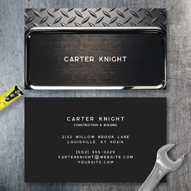Carte De Visite Plaque d'acier diamanté noir (Créateur téléchargé)