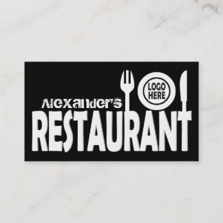Carte De Visite Plaque de couverts en texte du restaurant noir bla