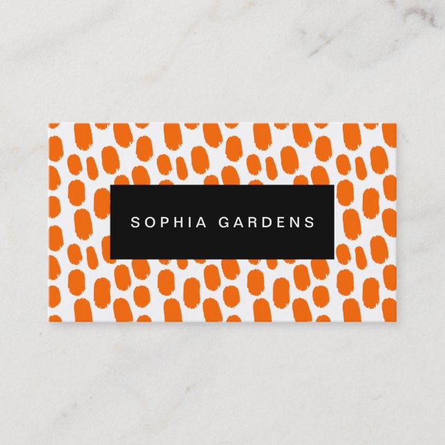 Carte De Visite Plaque de nom - Paint Strokes - Orange (Devant)