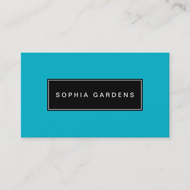 Carte De Visite Plaque de nom v2 - Noir sur Aqua 00b2ca (Devant)