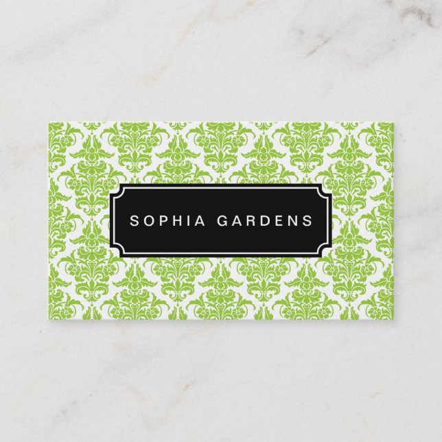 Carte De Visite Plaque de nom v3 - Damask - Martian Green (Devant)