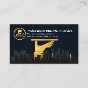 Carte De Visite Plaque de service Gold Waiter City Silhouette Taxi