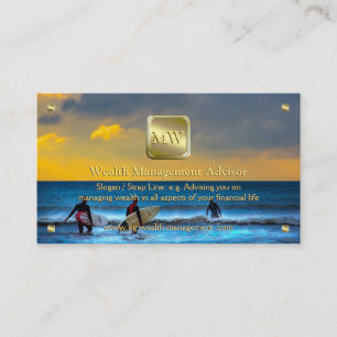Carte De Visite Plaque d'identification or, Sunset Surfing, Consei
