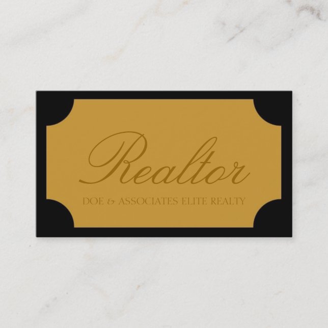 Carte De Visite Plaque d'or jaune du script de réaltor (Devant)