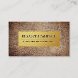 Carte De Visite Plaque en métal or de luxe   Cuir Brown