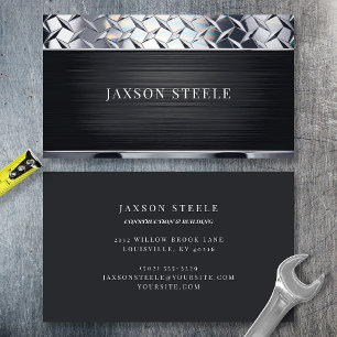 Carte De Visite Plaque Métallique Professionnelle Brossée Noir en 