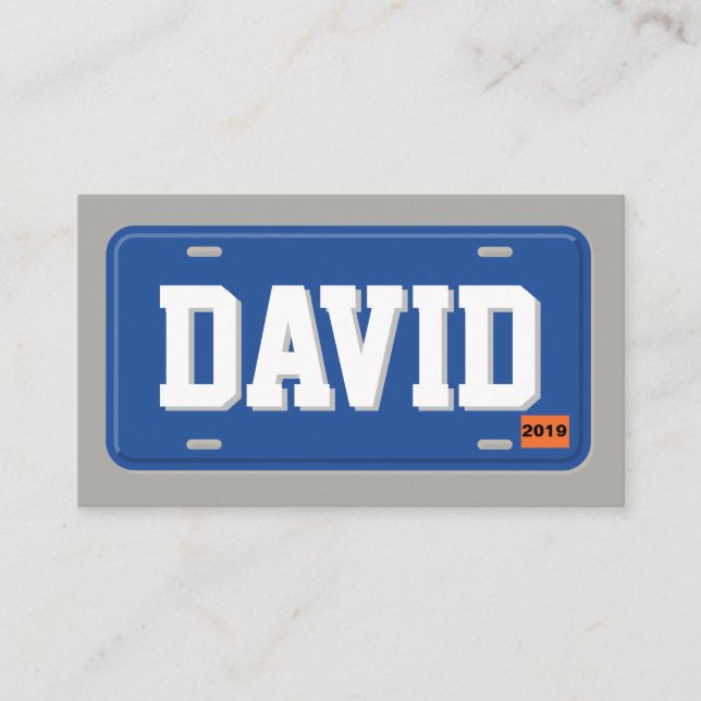 Carte De Visite Plaque minéralogique bleue et grise de conducteur (Devant)