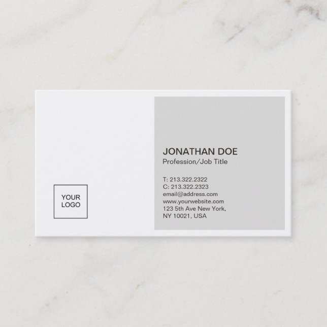 Carte De Visite Plaque moderne minimaliste professionnelle avec lo (Devant)