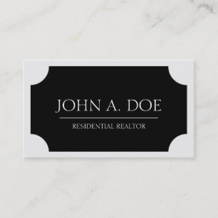 Carte De Visite Plaque noire d'agent immobilier/blanc classique