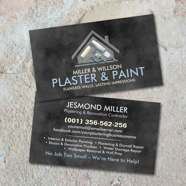 Carte De Visite Plastering and Painting Services Watercolor art (Créateur téléchargé)