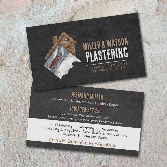 Carte De Visite Plastering Services Drywall Professional (Créateur téléchargé)