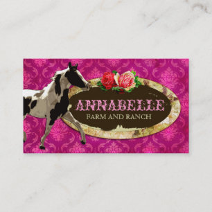 Carte De Visite Plat jaune du ranch   de cheval de la