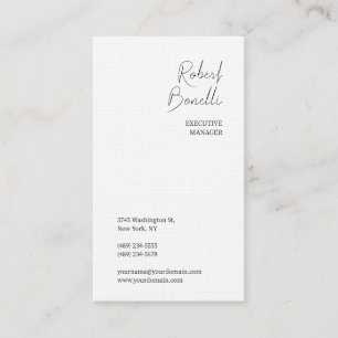 Carte De Visite Plat minimaliste noir & blanc moderne belle lin