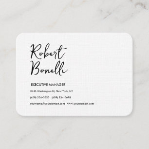 Carte De Visite Plat minimaliste noir & blanc moderne belle lin