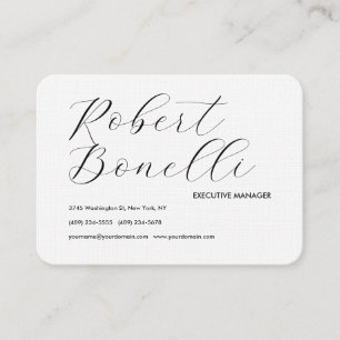Carte De Visite Plat minimaliste noir & blanc moderne belle lin