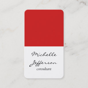 Carte De Visite Plat vertical Simple Blanc Rouge