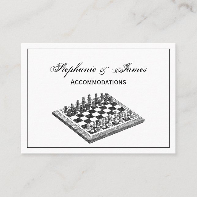 Carte De Visite Plateau de Jeu d'Échecs et Pièces d'Échecs Art Vin (Devant)