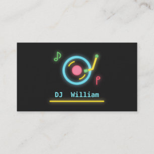 Carte De Visite Platine de DJ Faux Néons