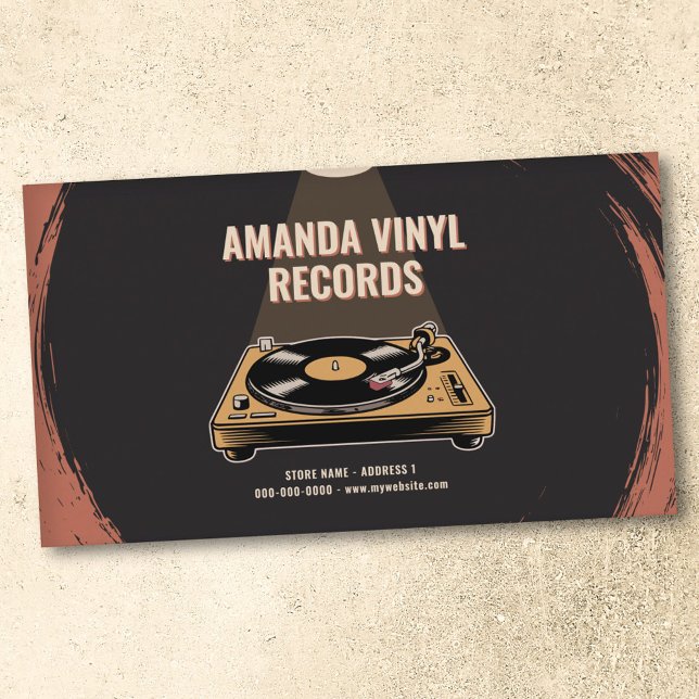Carte De Visite Platine tourne-disque vinyle éclairée (Illuminated Vinyl Record Turntable Business Card)