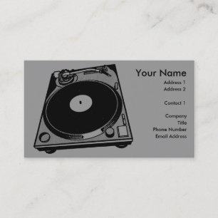 Carte De Visite Platine Tourne-Disques Graphique en Noir