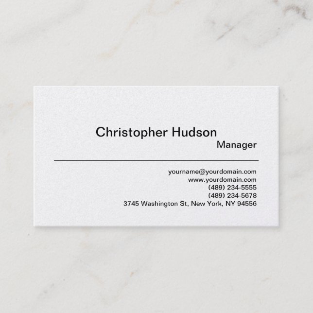 Carte de visite Platinum Simple Plain Manager (Devant)