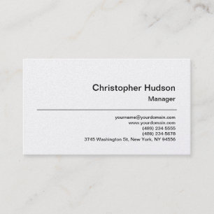 Carte de visite Platinum Simple Plain Manager
