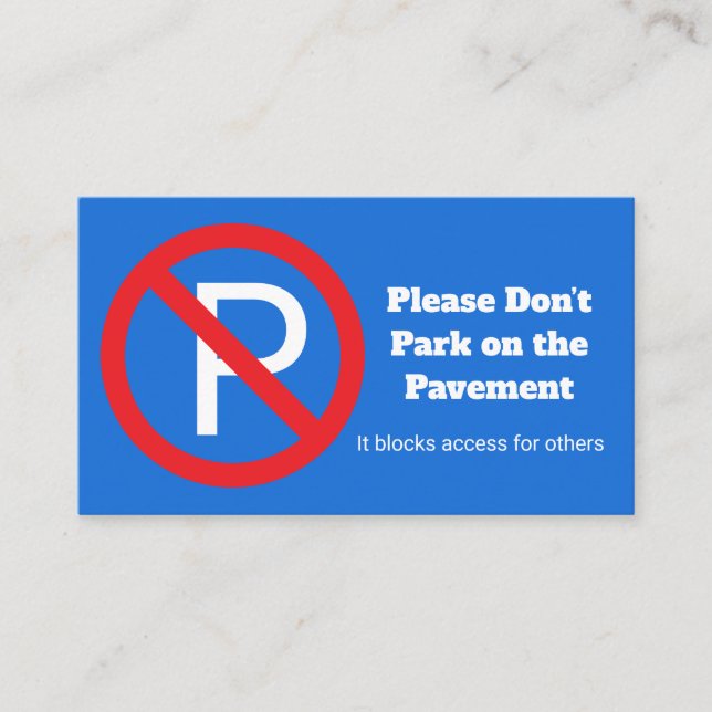 Carte De Visite Please Do Not Park – Private Access Notice (Devant)