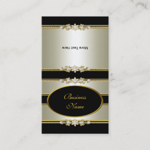 Carte De Visite Pli Elegant Crème Or Noir