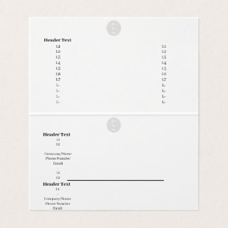 Carte de visite plié en tentes - Informations sur