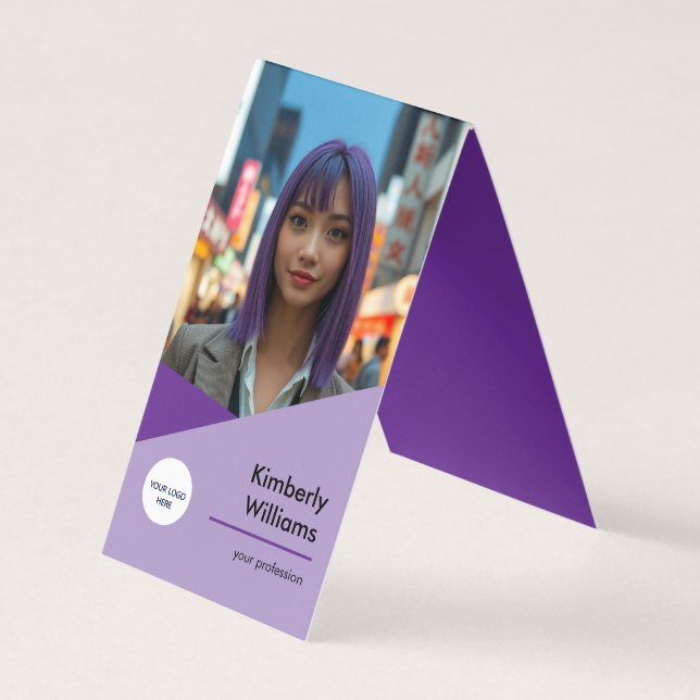 Carte de visite plié violet personnalisé (Devant)
