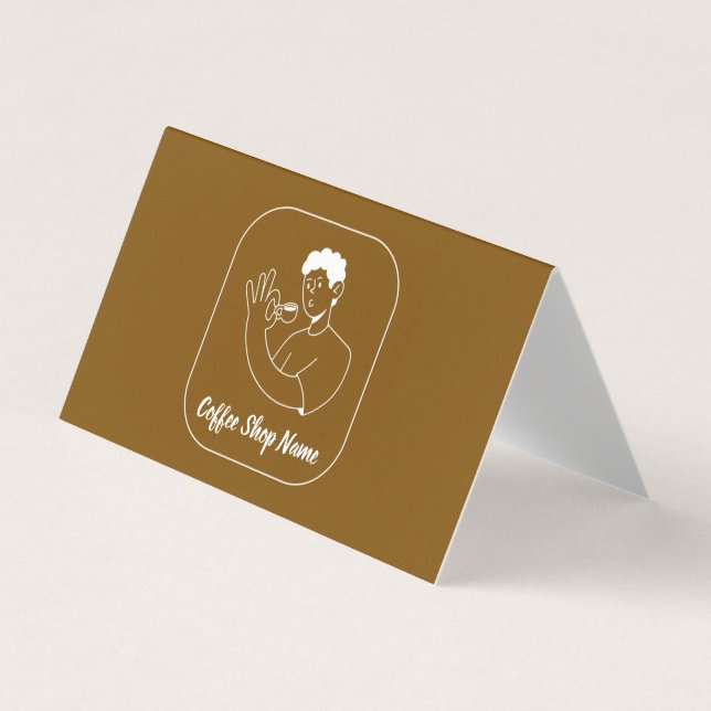 Carte de visite pliée avec QR code pour café (Devant)
