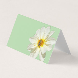 Carte de visite pliée Fleur blanche et abeille à m