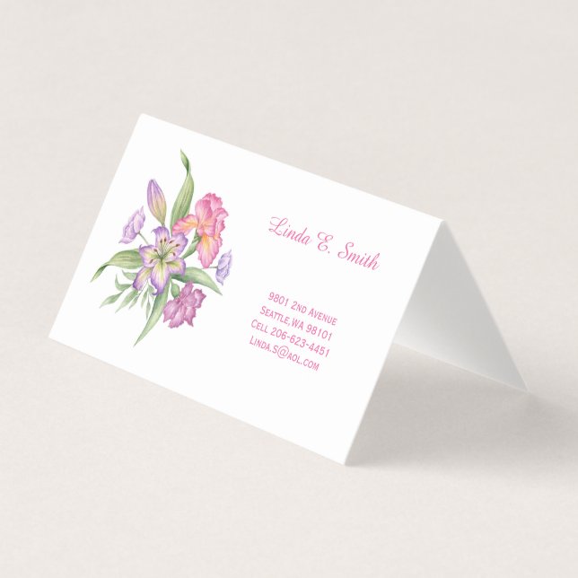 Carte de visite pliée florale (Devant)