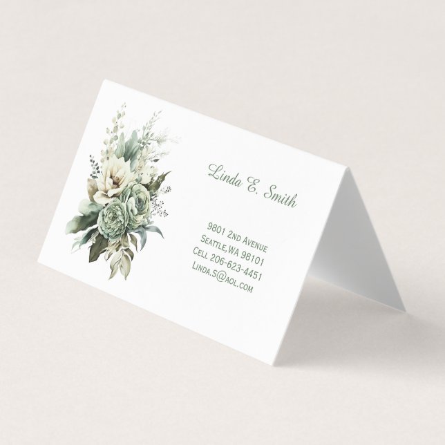 Carte de visite pliée florale (Devant)