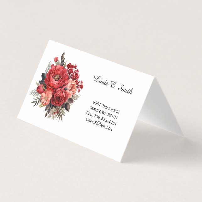 Carte de visite pliée florale (Devant)