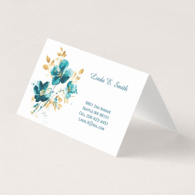 Carte de visite pliée florale (Devant)