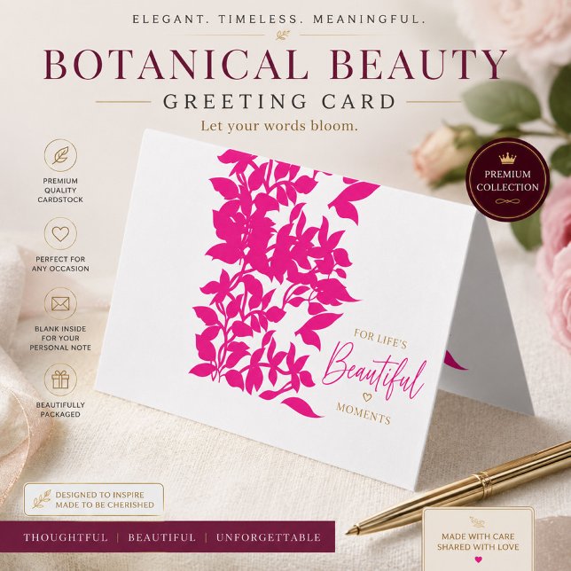 Carte de visite pliée florale rose chic (Créateur téléchargé)