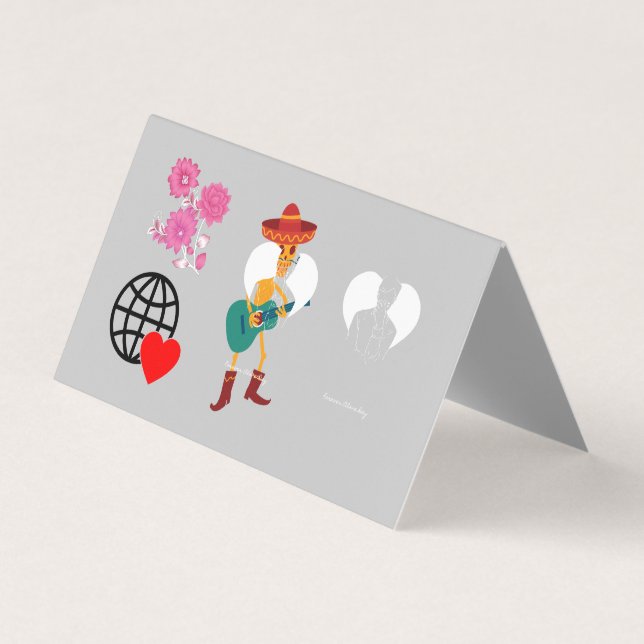 Carte de visite pliée grise luxe (Devant)