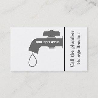 Carte De Visite Plomber gris, robinet blanc captivant la plomberie