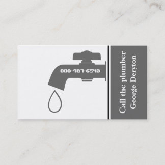 Carte De Visite Plomber gris, robinet blanc captivant la plomberie