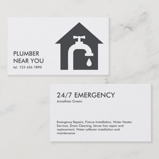 Carte De Visite Plomberie Simple (Devant / Derrière)
