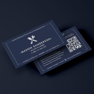 Carte De Visite Plombier Bleu Nuit Foncé Entrepreneur en Plomberie