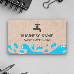 Carte De Visite Plombier Homme à Tout Faire Robinet d'Eau Toile de