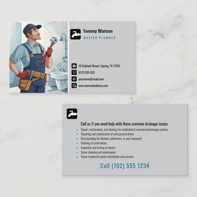 Carte De Visite plombier principal | Handy Man (Devant / Derrière)