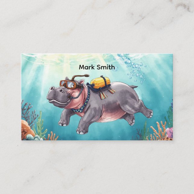 Carte De Visite Plongeur sous-marin Hippopotame  (Devant)